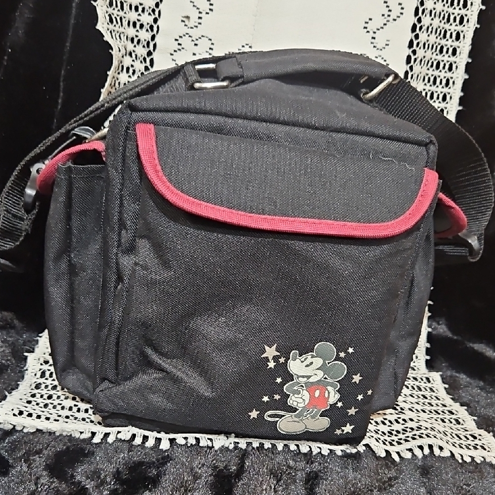 Early 2000’s Walt Disney World Mickey Mouse Camera Bag Black Canvas Bag